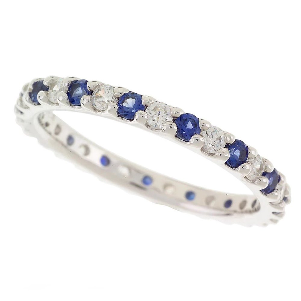 QVC Epiphany Platinum Clad Diamonique Stackable Eternity Band 0364